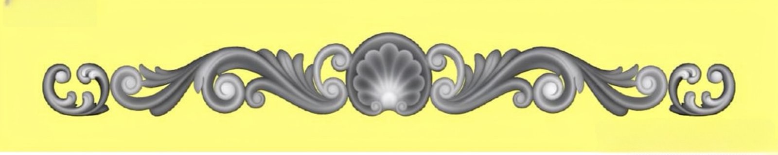 Mix - MIX-75 Ornate Shell Scrollwork Decorative Border 3D Relief Model